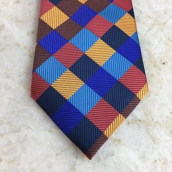 MULTICOLOR PLAID SILK TIE - Picture 3 of 10